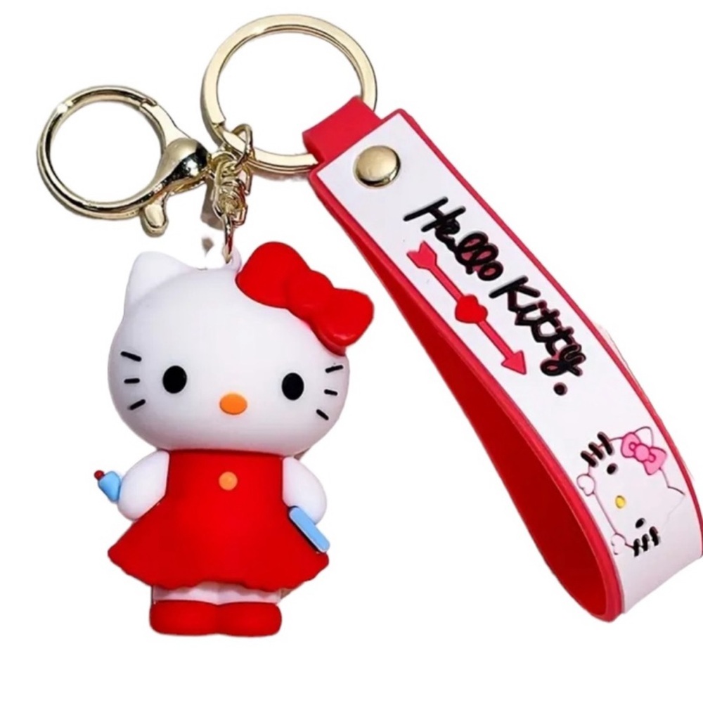 Hello Kitty Rubber 3D Keychain New